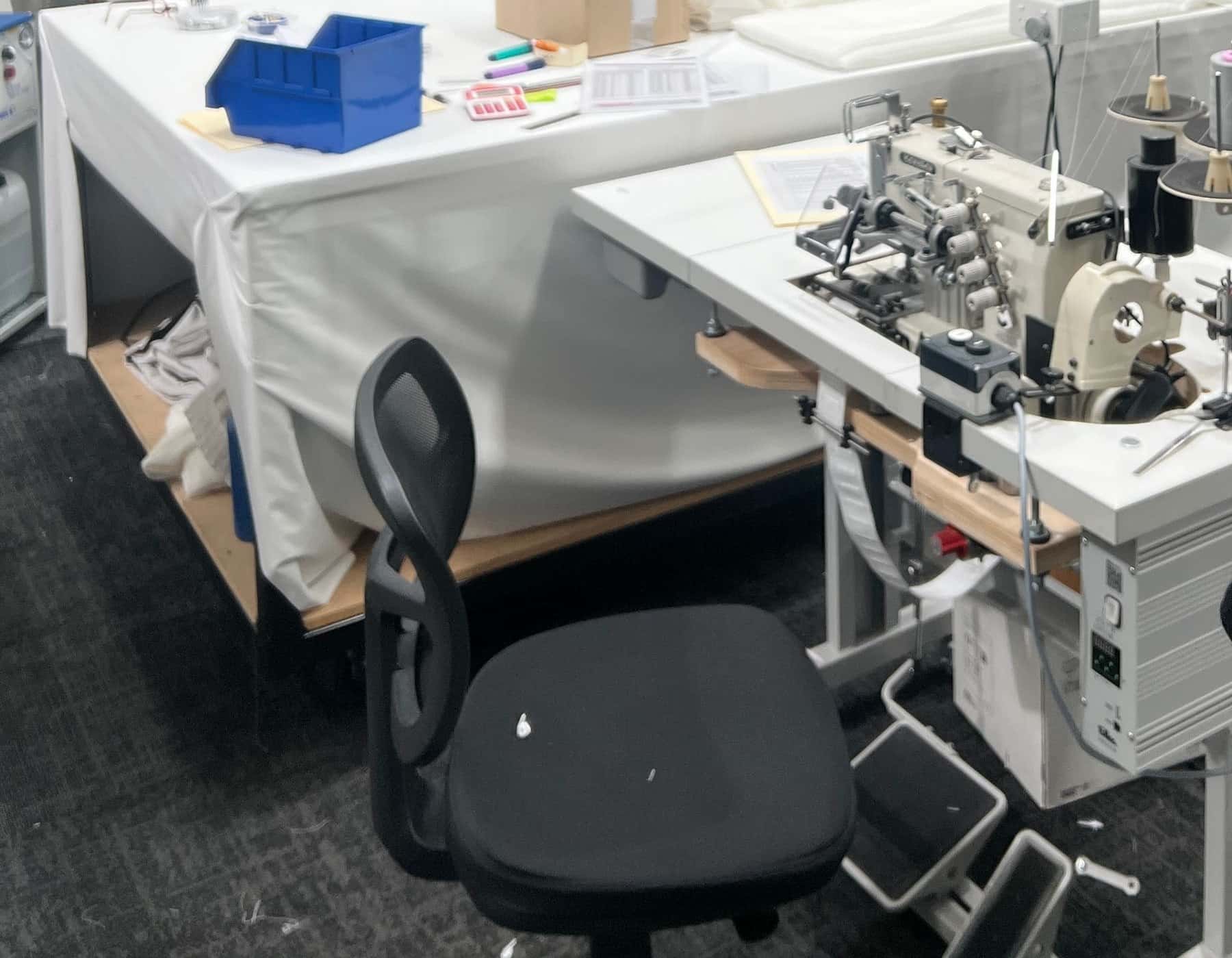 Sheers in production across the curtain workroom